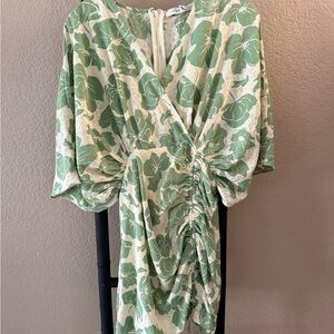 Lush Green and Cream Floral Midi Dress